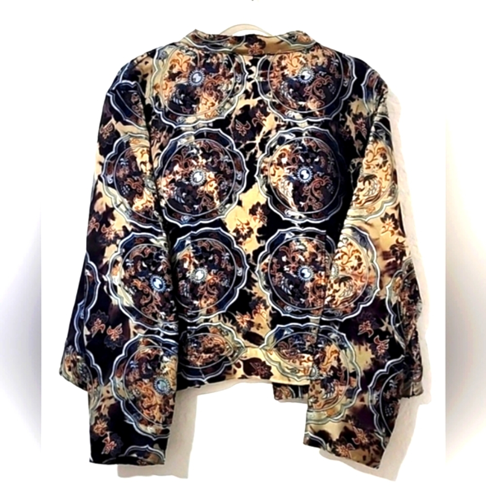 Citron Santa Monica Women's Silk Blend Brocade Hand Dyed Jacket.  Size XL - Picture 4 of 8